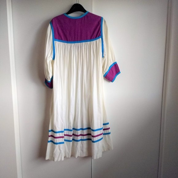 Vintage 80s white cotton purple daydress napdress housedress 🎈HOST PICK 🎈 - Picture 2 of 11